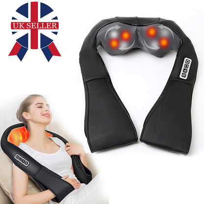 Ultimate UK Electric Shiatsu Neck & Shoulder Massager | Heated 3D Kneading for Back & Full Body Relaxation!