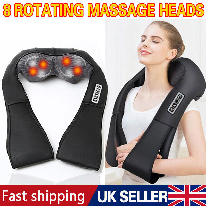 Ultimate UK Electric Shiatsu Neck & Shoulder Massager | Heated 3D Kneading for Back & Full Body Relaxation!