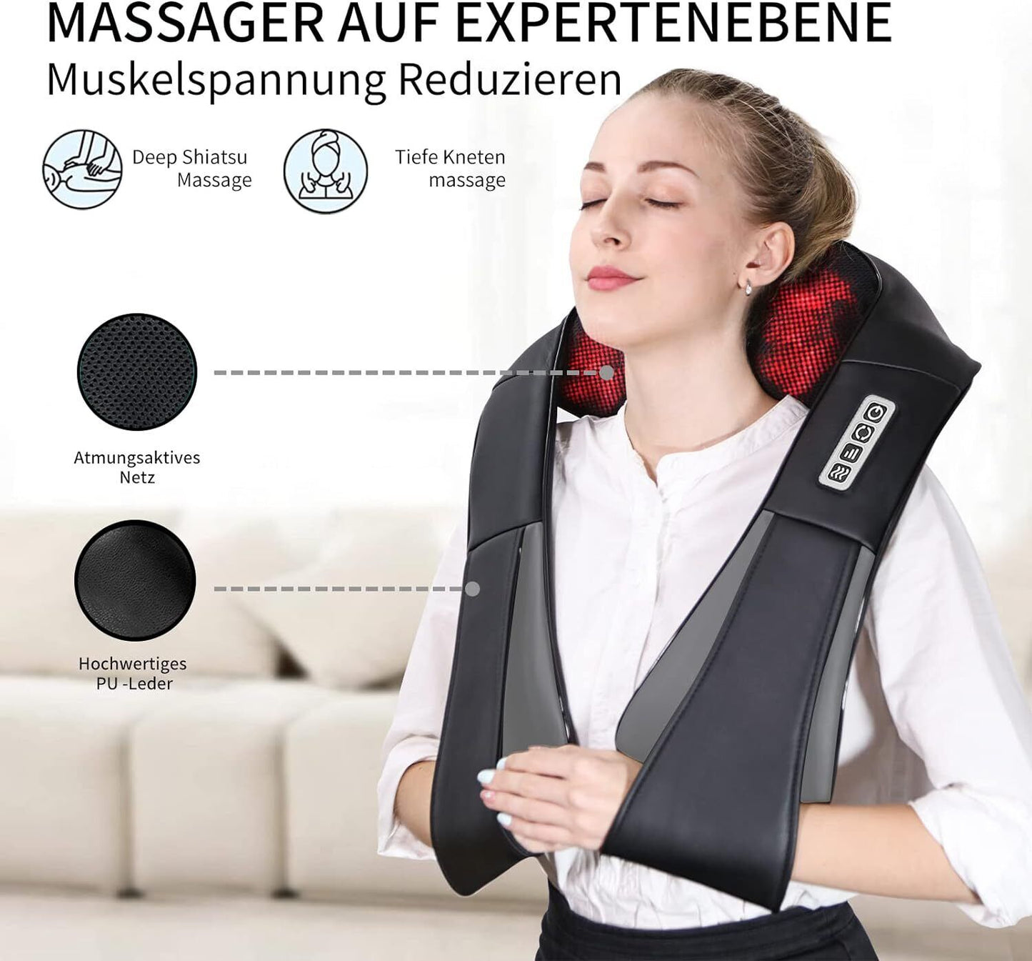 Ultimate UK Electric Shiatsu Neck & Shoulder Massager | Heated 3D Kneading for Back & Full Body Relaxation!