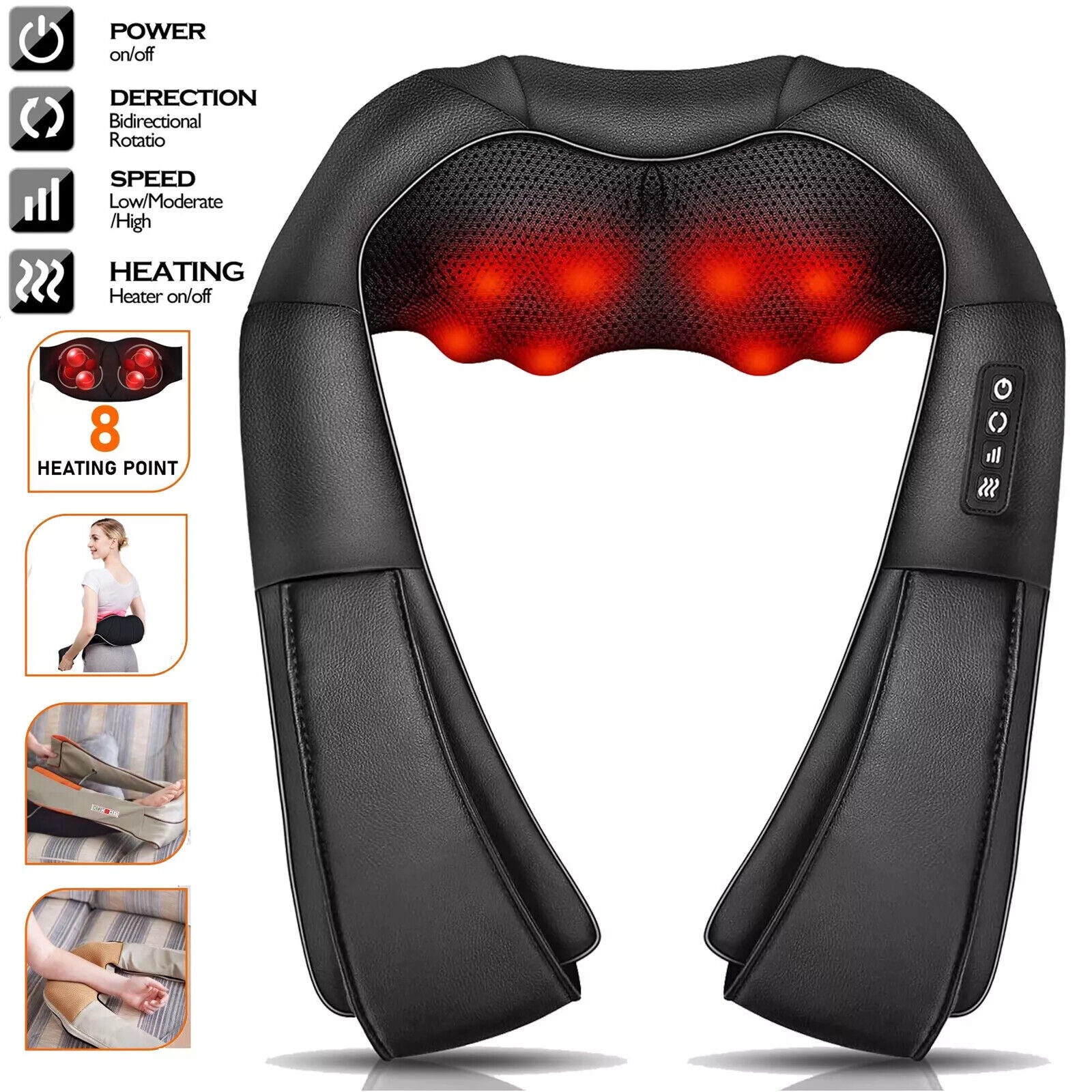 Ultimate UK Electric Shiatsu Neck & Shoulder Massager | Heated 3D Kneading for Back & Full Body Relaxation!