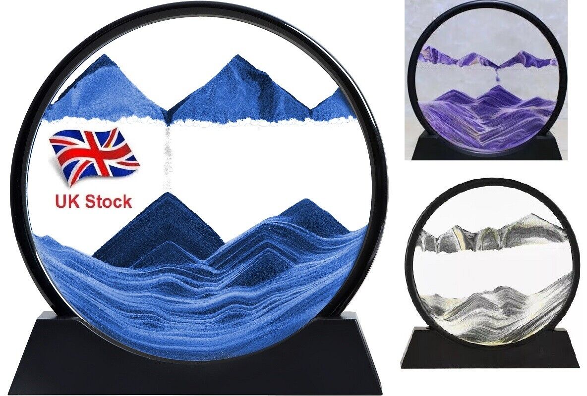 UK Stock | 3D Moving Sand Art Picture | Glass Hourglass Deep Sea Sandscape Quicksand Décor