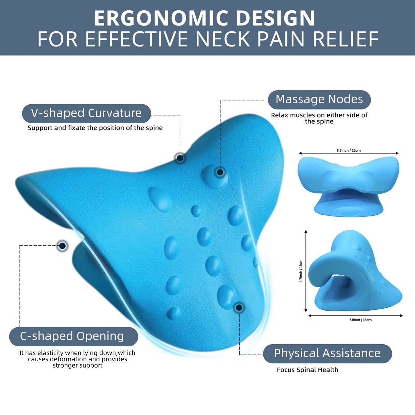 Neck Traction Pillow | Original Cloud-Shape Neck Stretcher | Cervical Pain Relief & Posture Corrector 