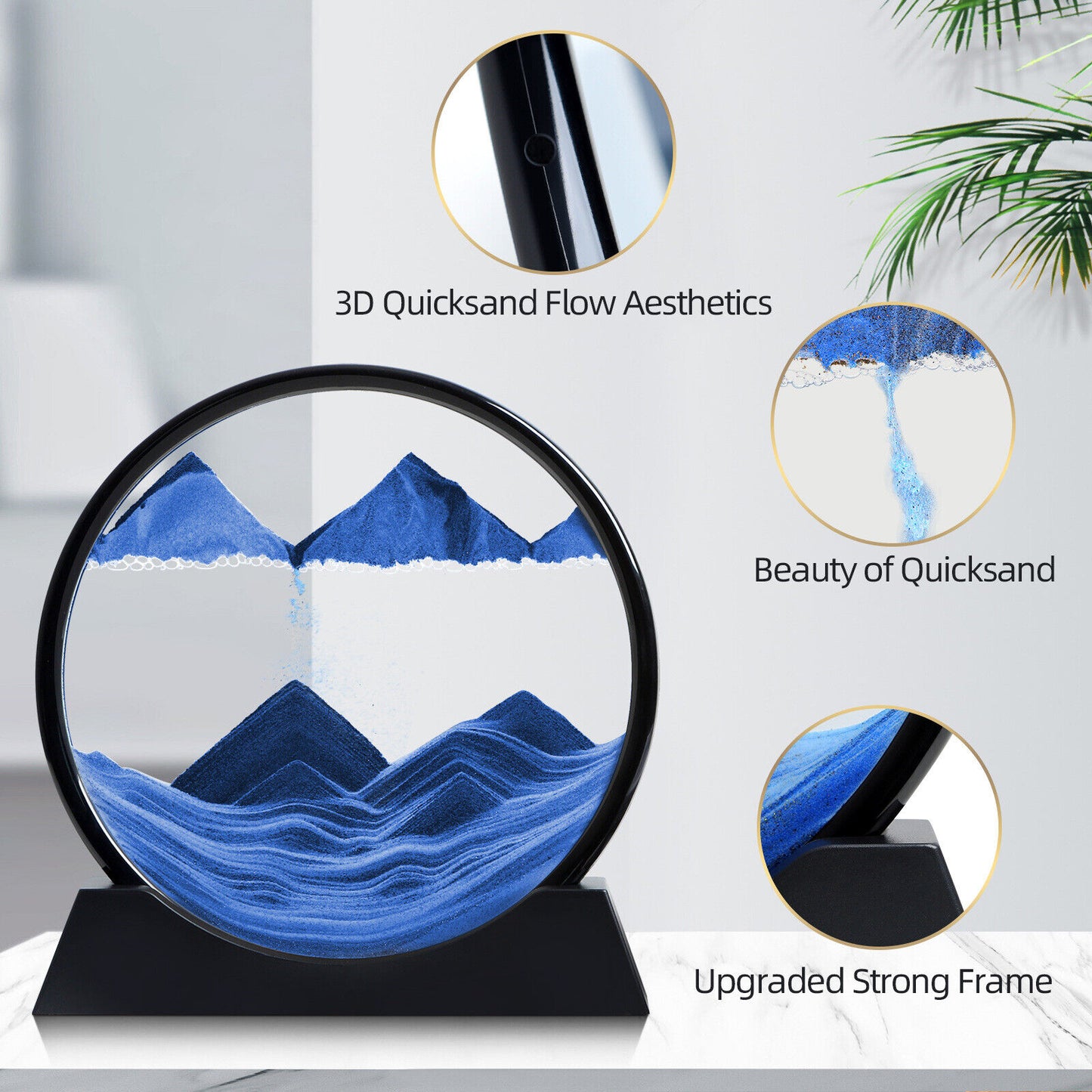 UK Stock | 3D Moving Sand Art Picture | Glass Hourglass Deep Sea Sandscape Quicksand Décor